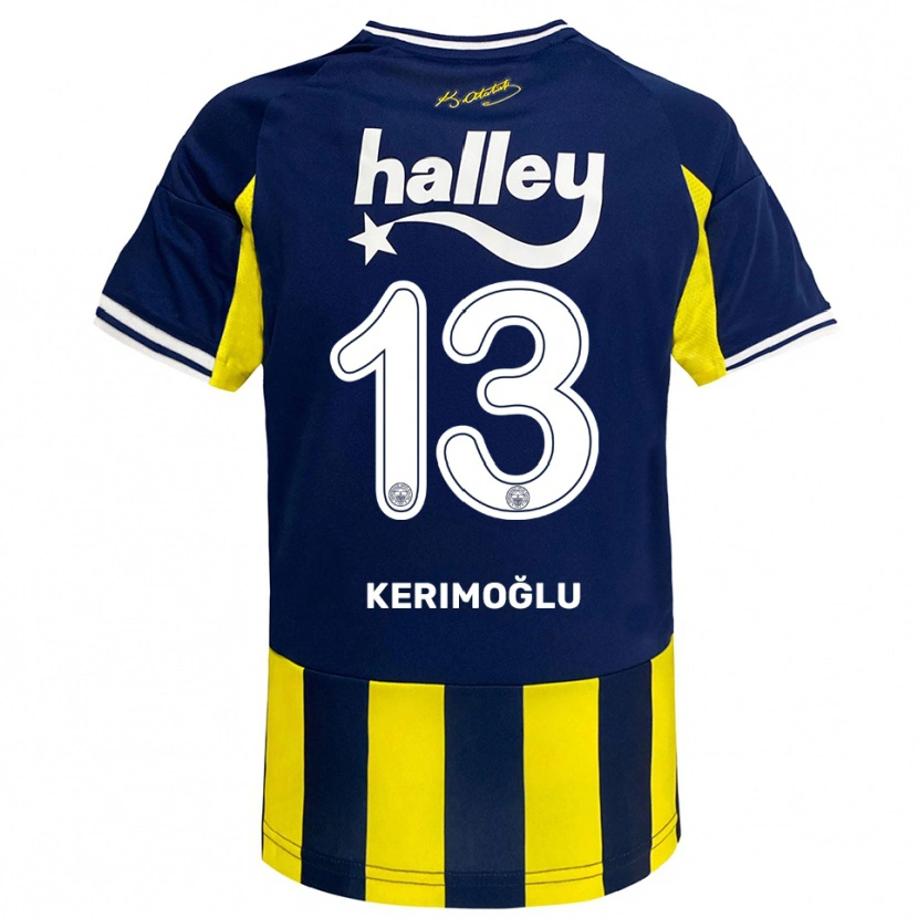 Danxen Bambino Maglia Zeynep Kerimoğlu #13 Giallo Navy Bianco Kit Gara Home 2025/26 Maglietta