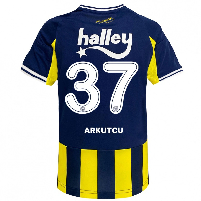 Danxen Bambino Maglia Emirhan Arkutcu #37 Giallo Navy Bianco Kit Gara Home 2025/26 Maglietta