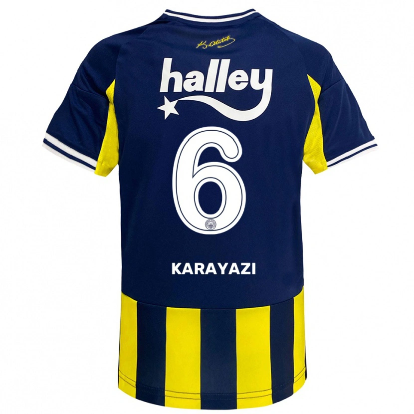 Danxen Bambino Maglia Efekan Karayazi #6 Giallo Navy Bianco Kit Gara Home 2025/26 Maglietta