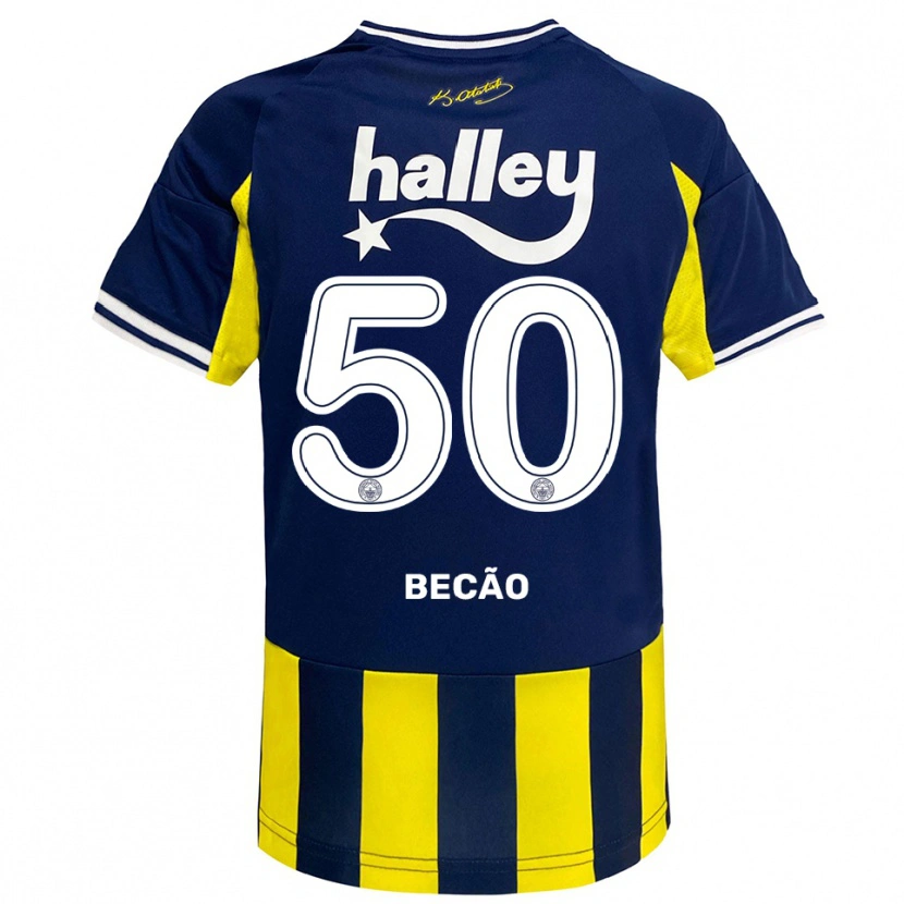 Danxen Bambino Maglia Rodrigo Becão #50 Giallo Navy Bianco Kit Gara Home 2025/26 Maglietta