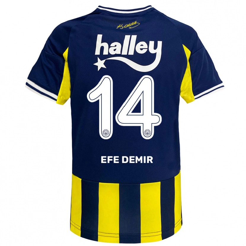 Danxen Bambino Maglia Yiğit Efe Demir #14 Giallo Navy Bianco Kit Gara Home 2025/26 Maglietta