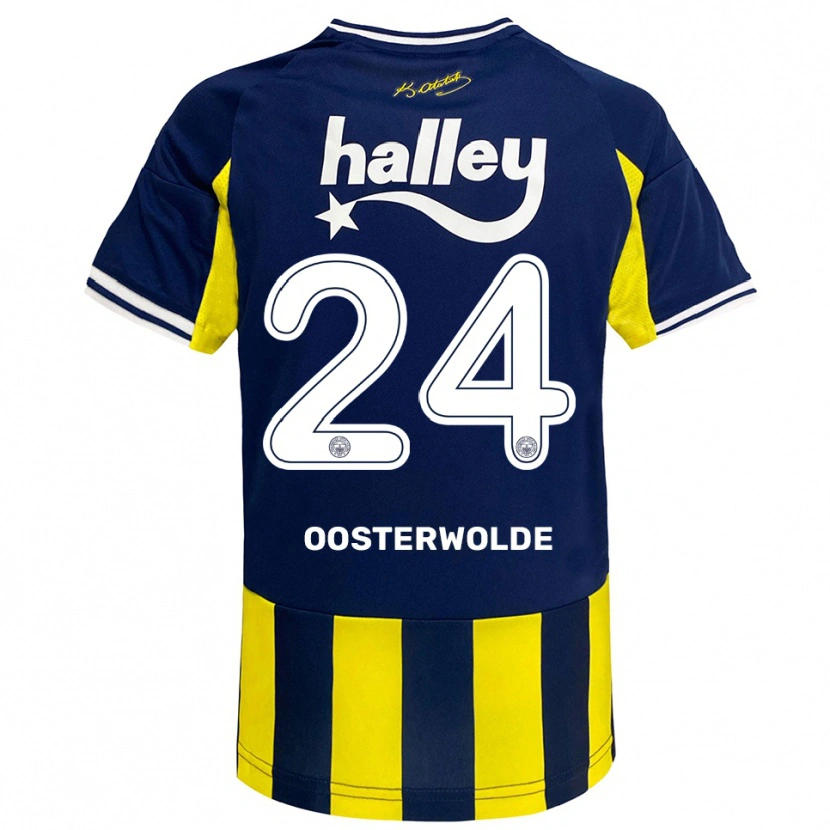 Danxen Bambino Maglia Jayden Oosterwolde #24 Giallo Navy Bianco Kit Gara Home 2025/26 Maglietta