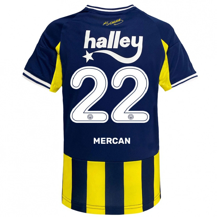 Danxen Bambino Maglia Levent Mercan #22 Giallo Navy Bianco Kit Gara Home 2025/26 Maglietta