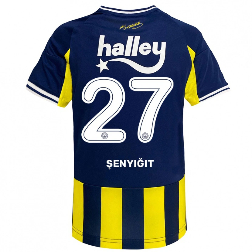 Danxen Bambino Maglia Enes Şenyiğit #27 Giallo Navy Bianco Kit Gara Home 2025/26 Maglietta