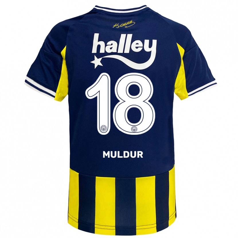 Danxen Bambino Maglia Mert Müldür #18 Giallo Navy Bianco Kit Gara Home 2025/26 Maglietta