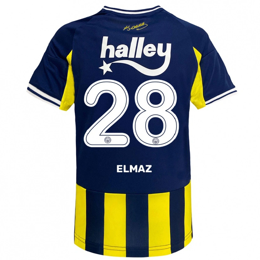Danxen Bambino Maglia Bartuğ Elmaz #28 Giallo Navy Bianco Kit Gara Home 2025/26 Maglietta