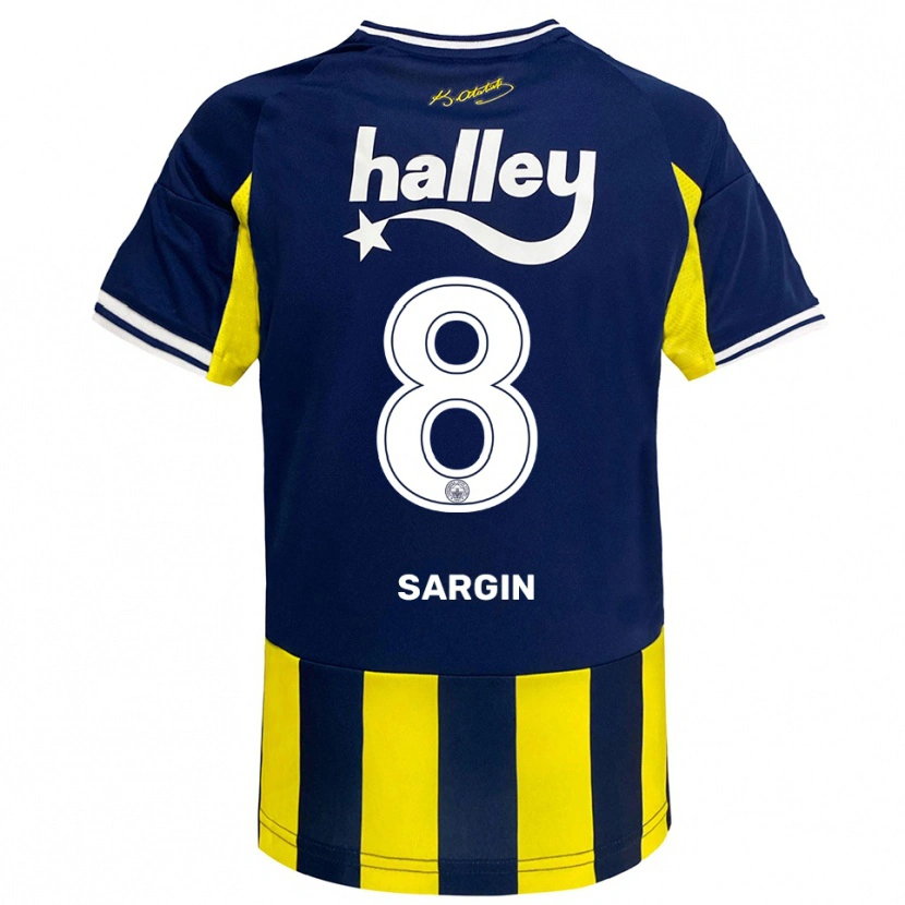 Danxen Bambino Maglia Samet Sargın #8 Giallo Navy Bianco Kit Gara Home 2025/26 Maglietta