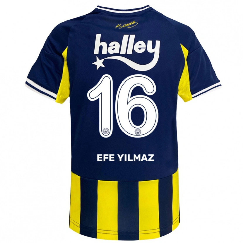 Danxen Bambino Maglia Efe Yılmaz #16 Giallo Navy Bianco Kit Gara Home 2025/26 Maglietta