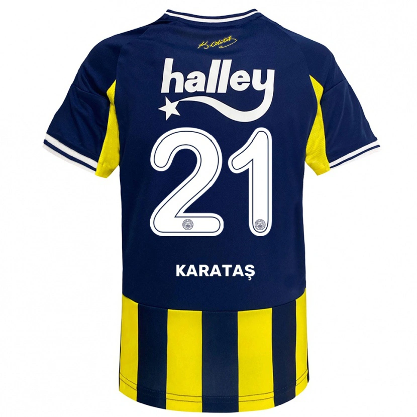 Danxen Bambino Maglia Haydar Karataş #21 Giallo Navy Bianco Kit Gara Home 2025/26 Maglietta