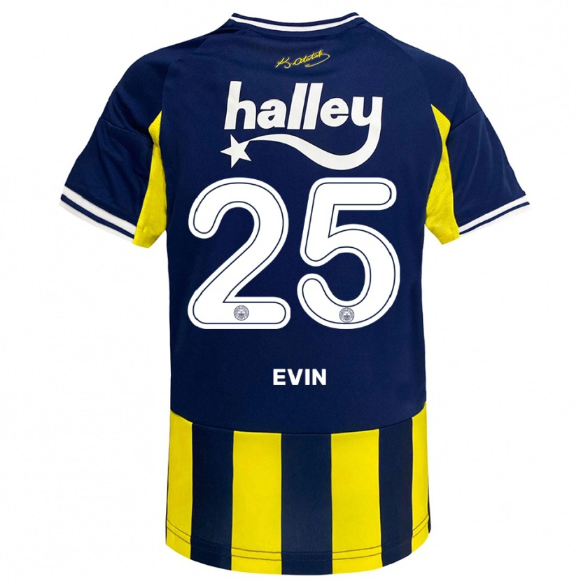 Danxen Bambino Maglia Yiğit Evin #25 Giallo Navy Bianco Kit Gara Home 2025/26 Maglietta