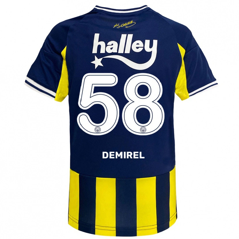 Danxen Bambino Maglia Görkem Demirel #58 Giallo Navy Bianco Kit Gara Home 2025/26 Maglietta