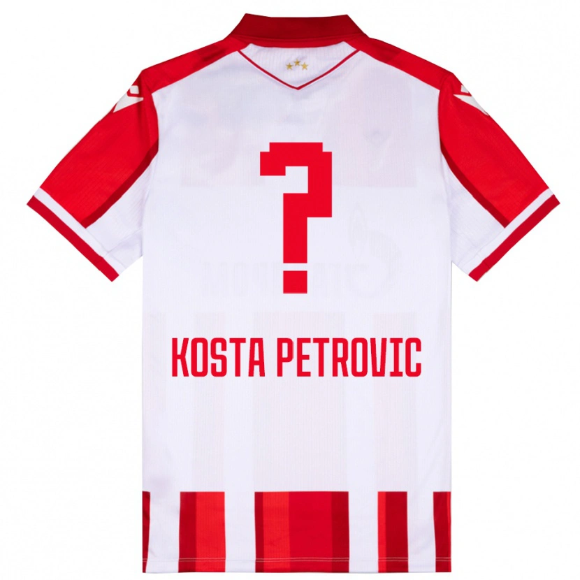 Danxen Bambino Maglia Kosta Petrovic #0 Rosso Bianco Kit Gara Home 2025/26 Maglietta