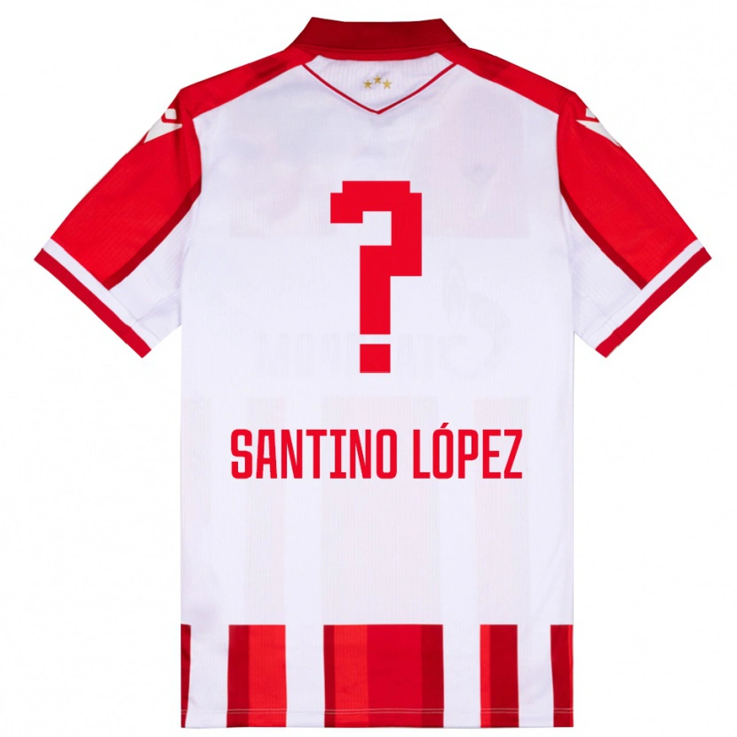 Danxen Bambino Maglia Santino López #0 Rosso Bianco Kit Gara Home 2025/26 Maglietta