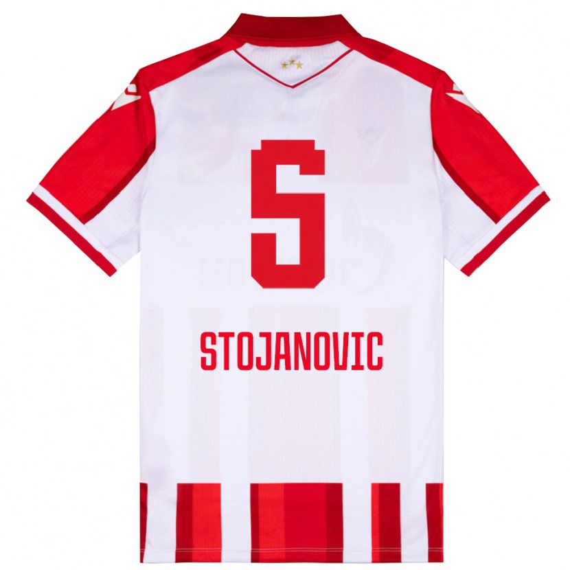 Danxen Bambino Maglia Viktor Stojanovic #5 Rosso Bianco Kit Gara Home 2025/26 Maglietta