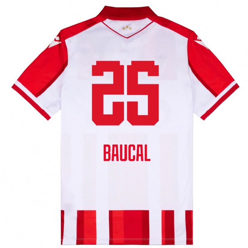 Danxen Bambino Maglia Strahinja Baucal #25 Rosso Bianco Kit Gara Home 2025/26 Maglietta