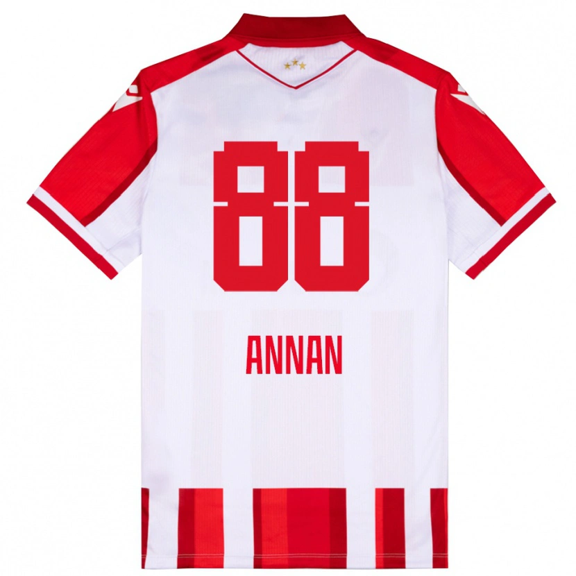 Danxen Bambino Maglia Ebenezer Annan #88 Rosso Bianco Kit Gara Home 2025/26 Maglietta