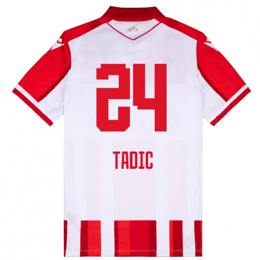 Danxen Bambino Maglia Ilija Tadic #24 Rosso Bianco Kit Gara Home 2025/26 Maglietta
