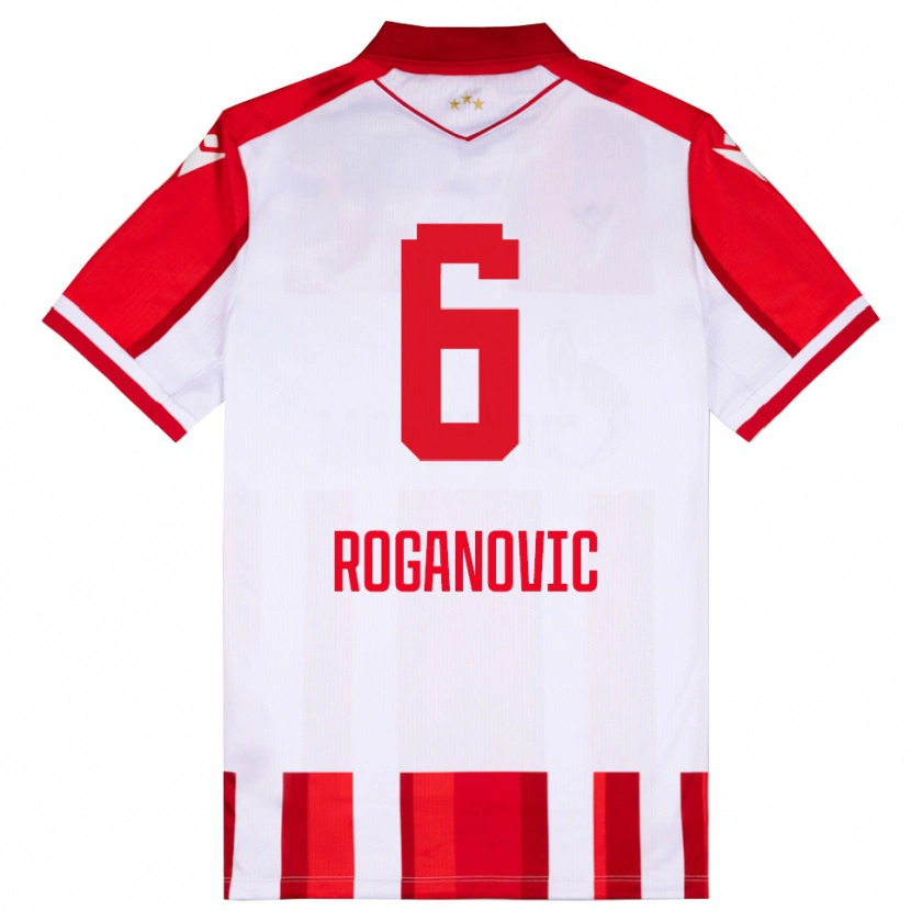 Danxen Bambino Maglia Vuk Roganovic #6 Rosso Bianco Kit Gara Home 2025/26 Maglietta