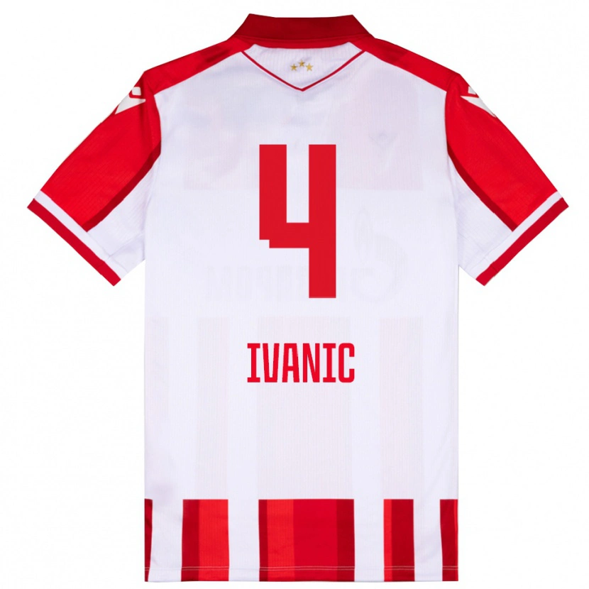 Danxen Bambino Maglia Mirko Ivanic #4 Rosso Bianco Kit Gara Home 2025/26 Maglietta