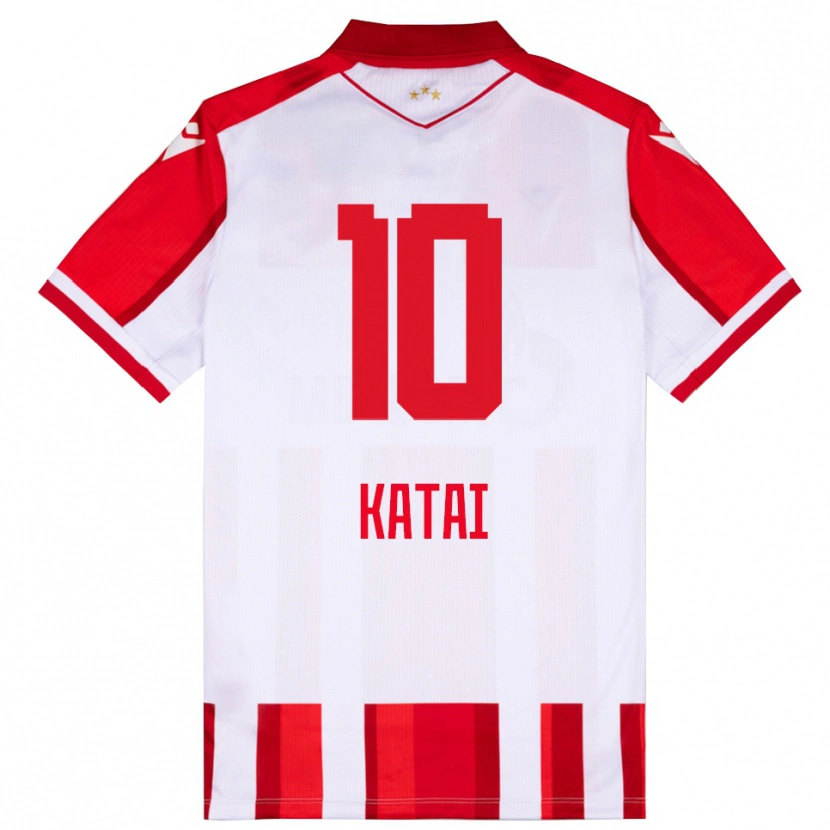 Danxen Bambino Maglia Aleksandar Katai #10 Rosso Bianco Kit Gara Home 2025/26 Maglietta