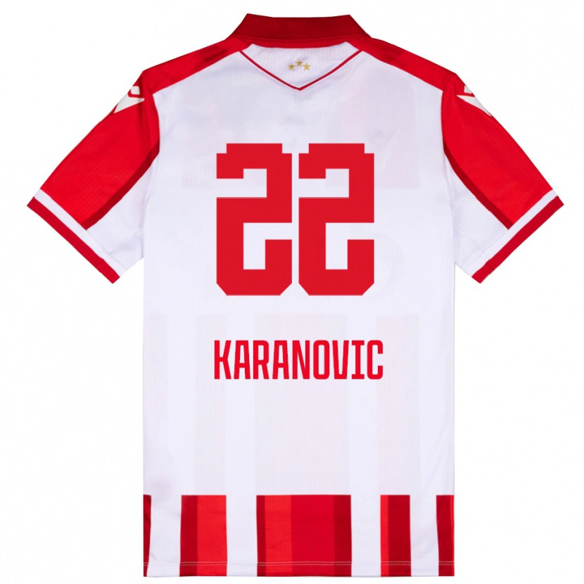 Danxen Bambino Maglia Danilo Karanovic #22 Rosso Bianco Kit Gara Home 2025/26 Maglietta