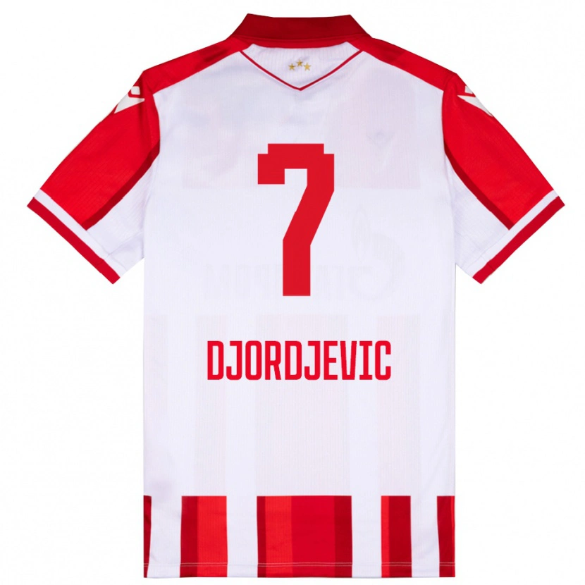 Danxen Bambino Maglia Uros Djordjevic #7 Rosso Bianco Kit Gara Home 2025/26 Maglietta