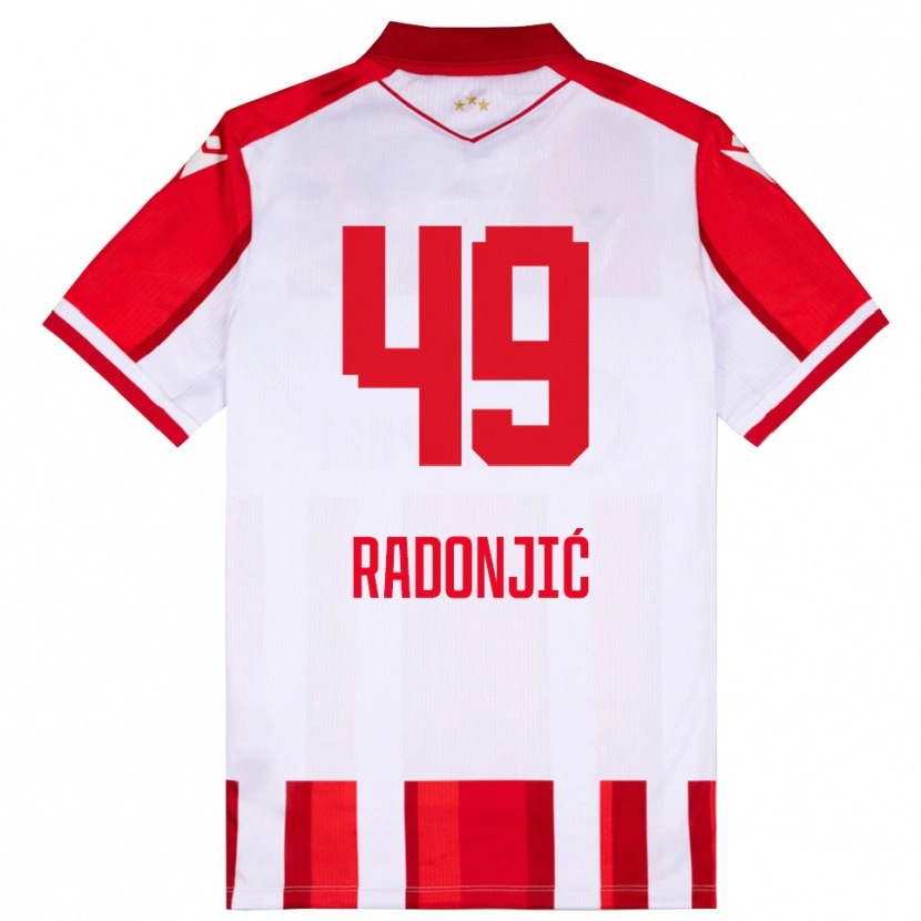 Danxen Bambino Maglia Nemanja Radonjić #49 Rosso Bianco Kit Gara Home 2025/26 Maglietta