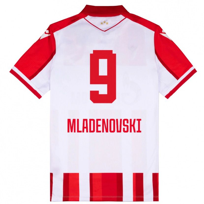 Danxen Bambino Maglia Stefan Mladenovski #9 Rosso Bianco Kit Gara Home 2025/26 Maglietta
