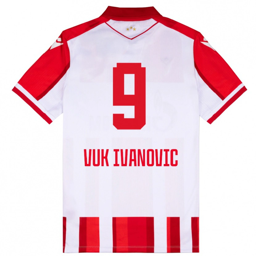 Danxen Bambino Maglia Vuk Ivanovic #9 Rosso Bianco Kit Gara Home 2025/26 Maglietta