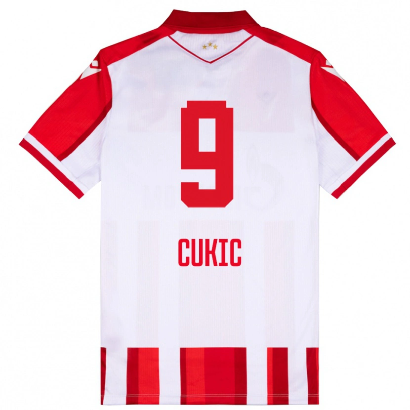 Danxen Bambino Maglia Vesko Cukic #9 Rosso Bianco Kit Gara Home 2025/26 Maglietta