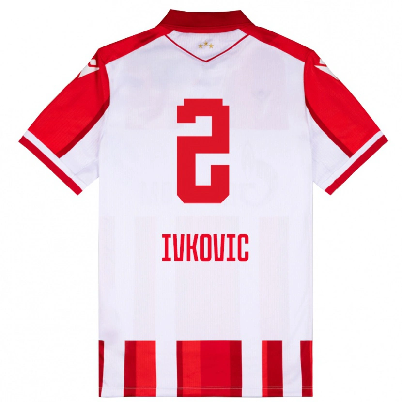 Danxen Bambino Maglia Ognjen Ivkovic #2 Rosso Bianco Kit Gara Home 2025/26 Maglietta
