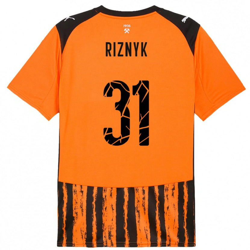 Danxen Bambino Maglia Dmytro Riznyk #31 Arancione Nero Kit Gara Home 2025/26 Maglietta