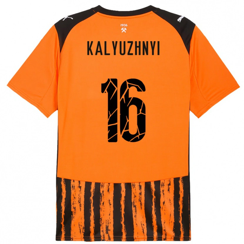Danxen Bambino Maglia Nikita Kalyuzhnyi #16 Arancione Nero Kit Gara Home 2025/26 Maglietta