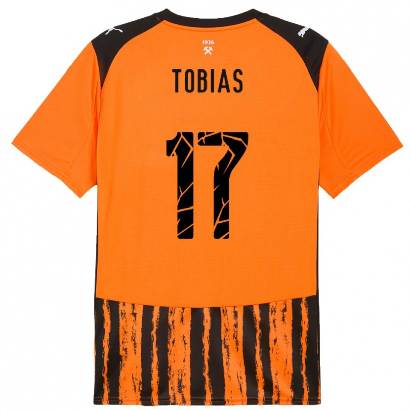 Danxen Bambino Maglia Vinícius Tobias #17 Arancione Nero Kit Gara Home 2025/26 Maglietta
