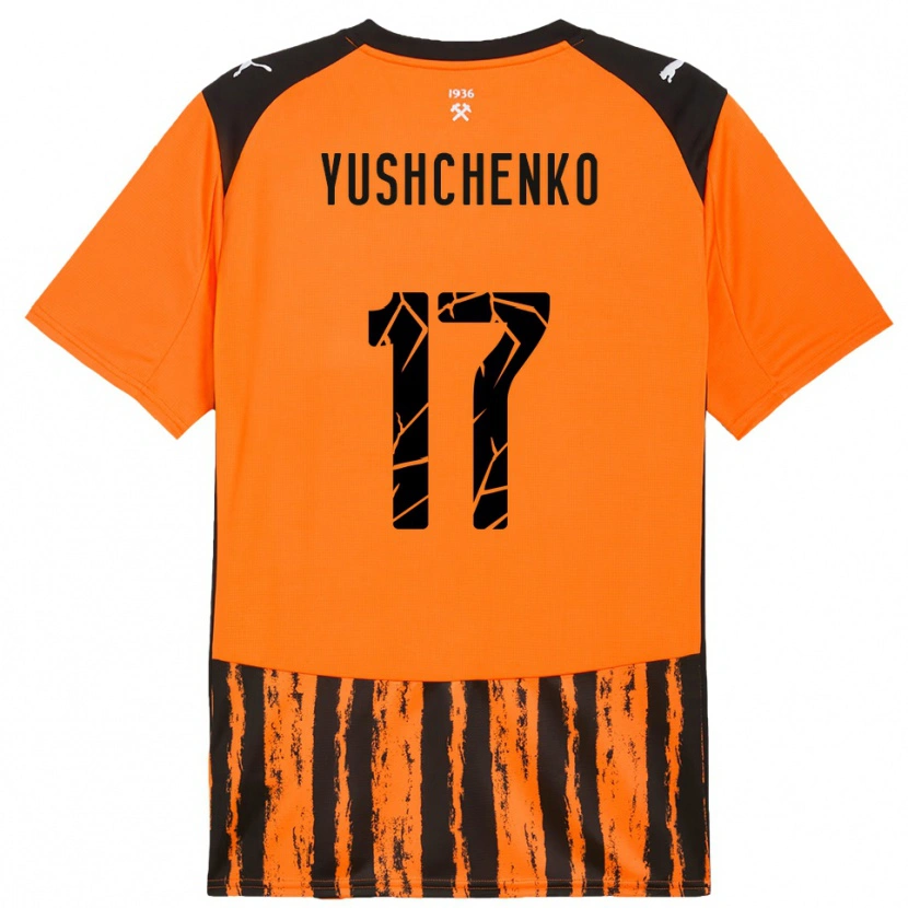 Danxen Bambino Maglia Oleksandr Yushchenko #17 Arancione Nero Kit Gara Home 2025/26 Maglietta