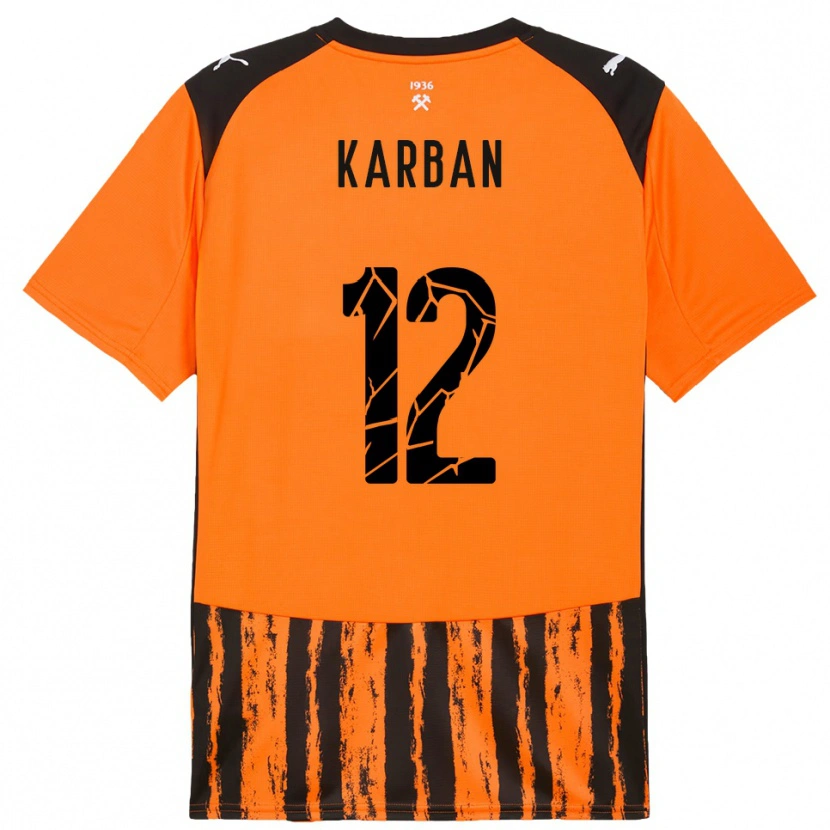 Danxen Bambino Maglia Yevheniia Karban #12 Arancione Nero Kit Gara Home 2025/26 Maglietta
