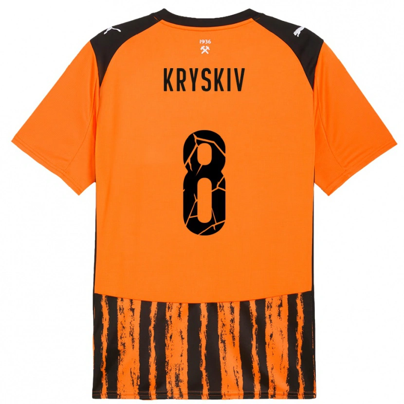 Danxen Bambino Maglia Dmytro Kryskiv #8 Arancione Nero Kit Gara Home 2025/26 Maglietta
