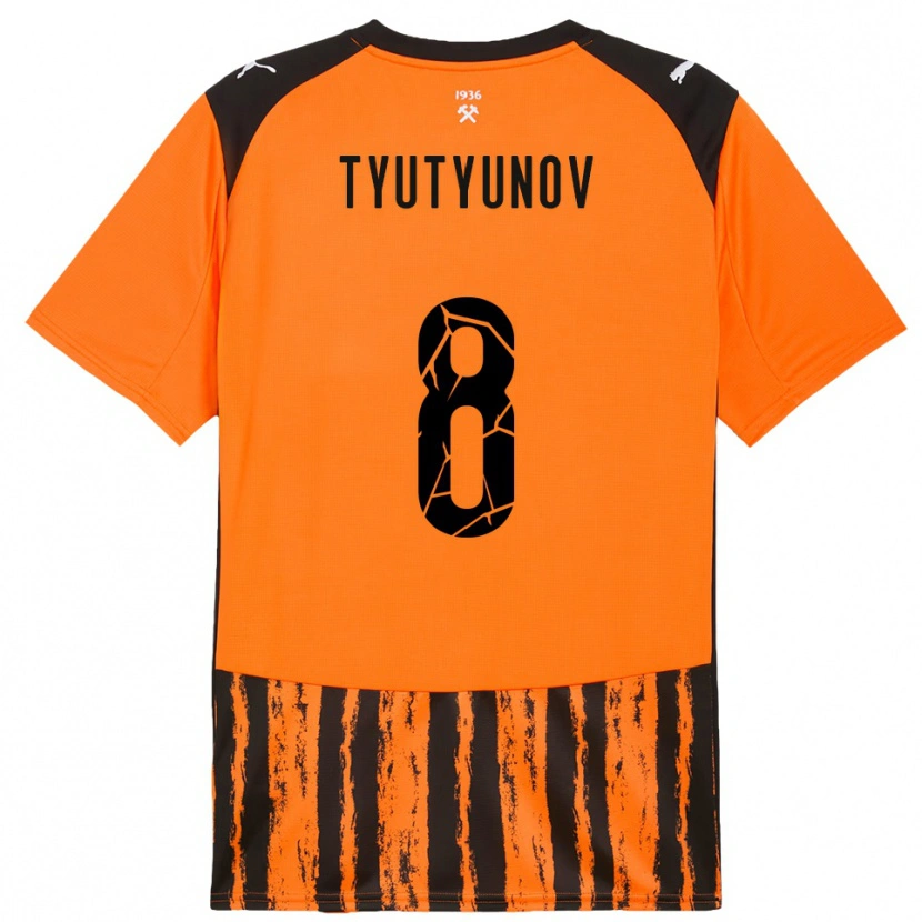 Danxen Bambino Maglia Vladyslav Tyutyunov #8 Arancione Nero Kit Gara Home 2025/26 Maglietta