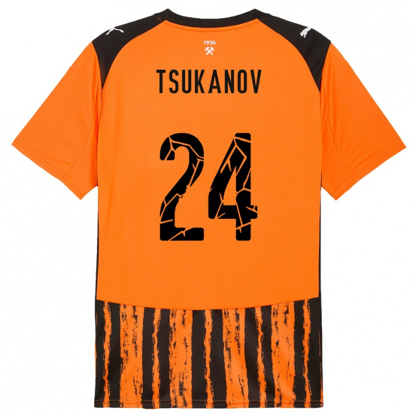 Danxen Bambino Maglia Viktor Tsukanov #24 Arancione Nero Kit Gara Home 2025/26 Maglietta