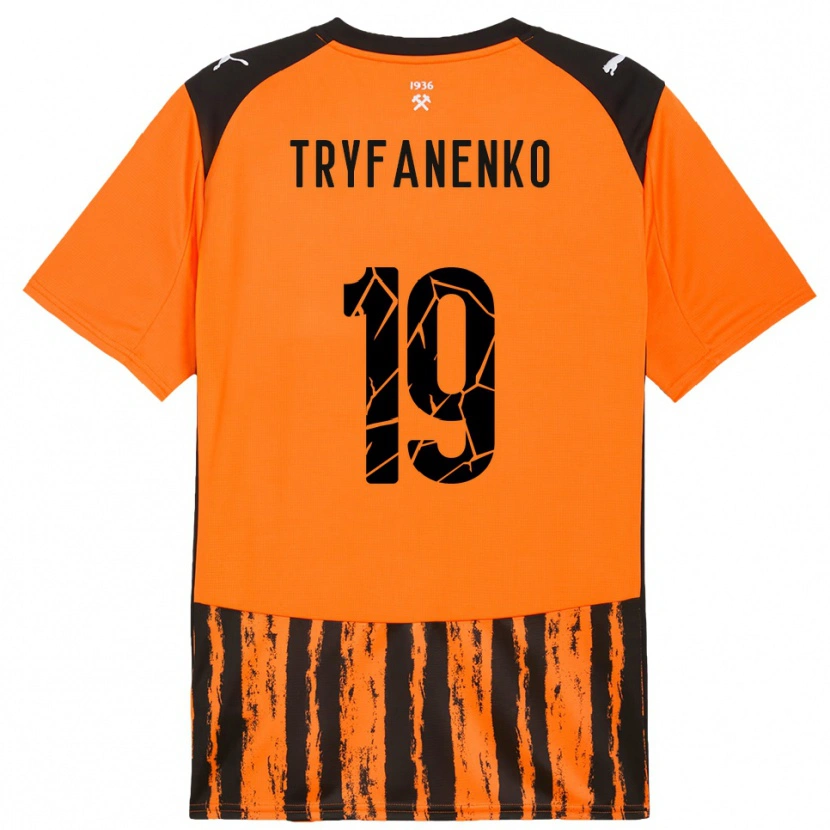 Danxen Bambino Maglia Bogdan Tryfanenko #19 Arancione Nero Kit Gara Home 2025/26 Maglietta