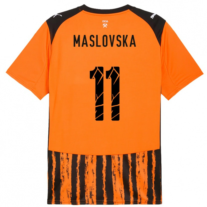 Danxen Bambino Maglia Yelyzaveta Maslovska #11 Arancione Nero Kit Gara Home 2025/26 Maglietta