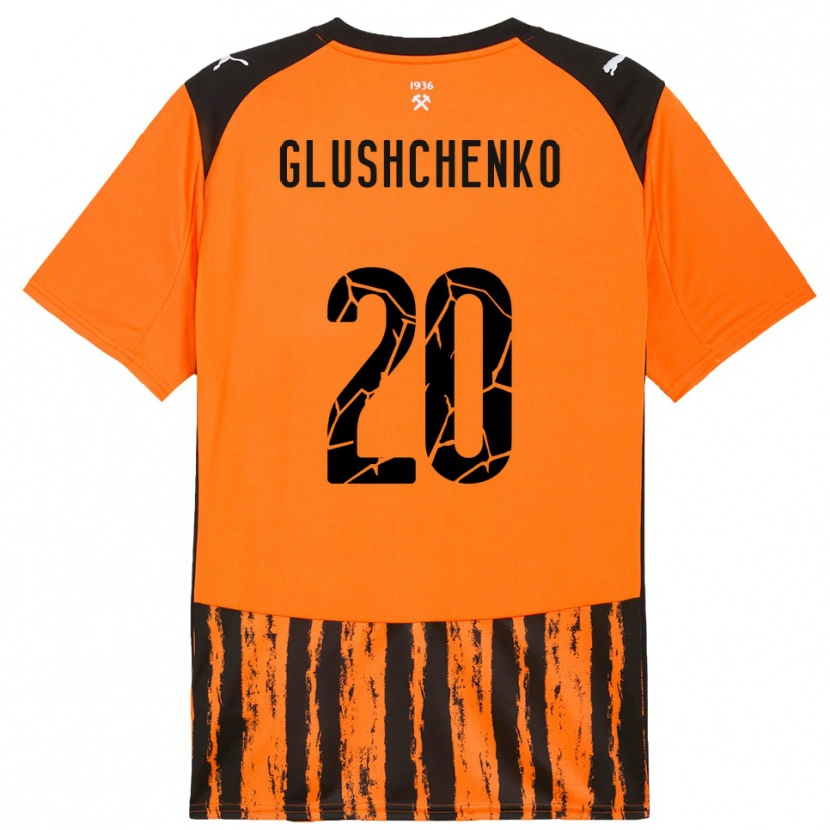 Danxen Bambino Maglia Anton Glushchenko #20 Arancione Nero Kit Gara Home 2025/26 Maglietta