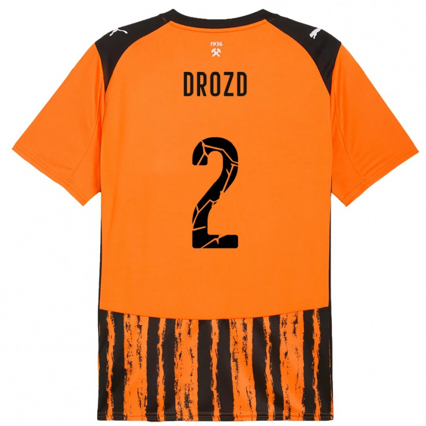 Danxen Bambino Maglia Anton Drozd #2 Arancione Nero Kit Gara Home 2025/26 Maglietta