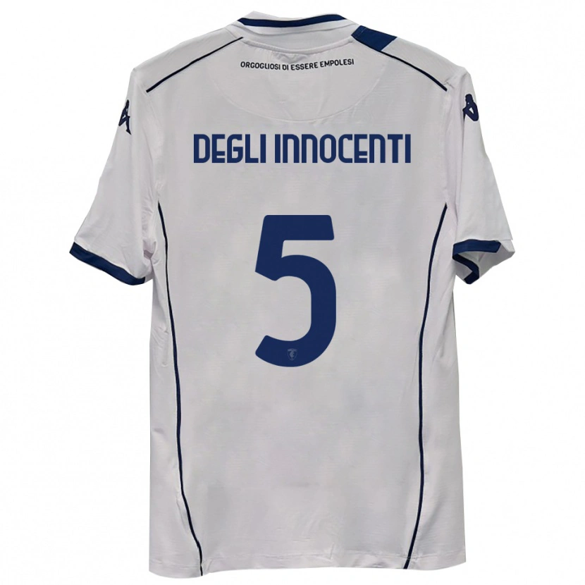 Danxen Bambino Maglia Duccio Degli Innocenti #5 Blu Scuro Navy Kit Gara Away 2025/26 Maglietta
