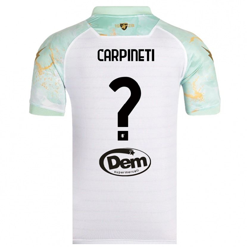 Danxen Bambino Maglia Cristiano Carpineti #0 Bianco Nero Kit Gara Away 2025/26 Maglietta