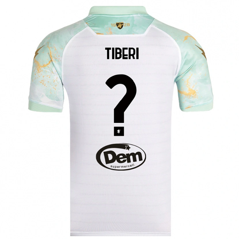 Danxen Bambino Maglia Gianluca Tiberi #0 Bianco Nero Kit Gara Away 2025/26 Maglietta