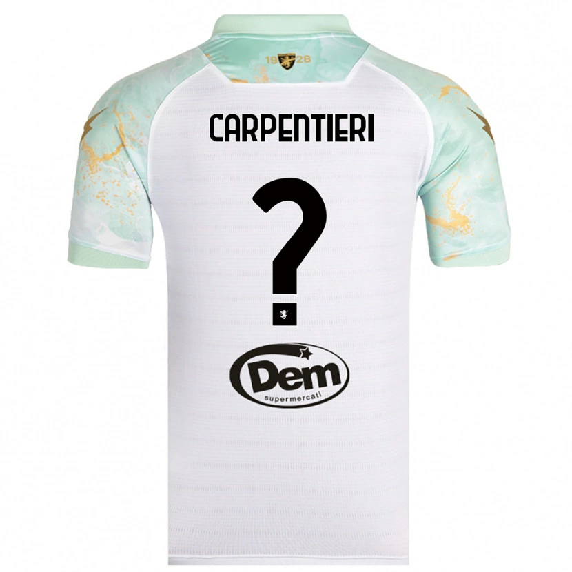 Danxen Bambino Maglia Christian Carpentieri #0 Bianco Nero Kit Gara Away 2025/26 Maglietta