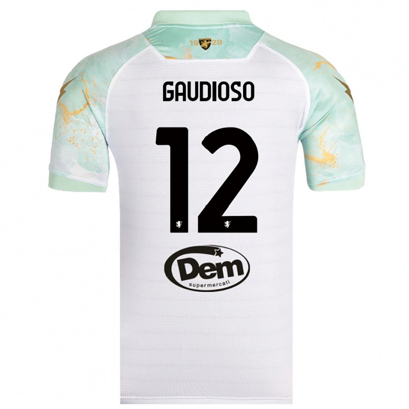 Danxen Bambino Maglia Gianmaria Gaudioso #12 Bianco Nero Kit Gara Away 2025/26 Maglietta