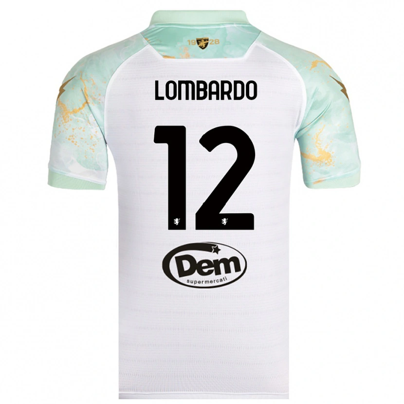 Danxen Bambino Maglia Alessandro Lombardo #12 Bianco Nero Kit Gara Away 2025/26 Maglietta