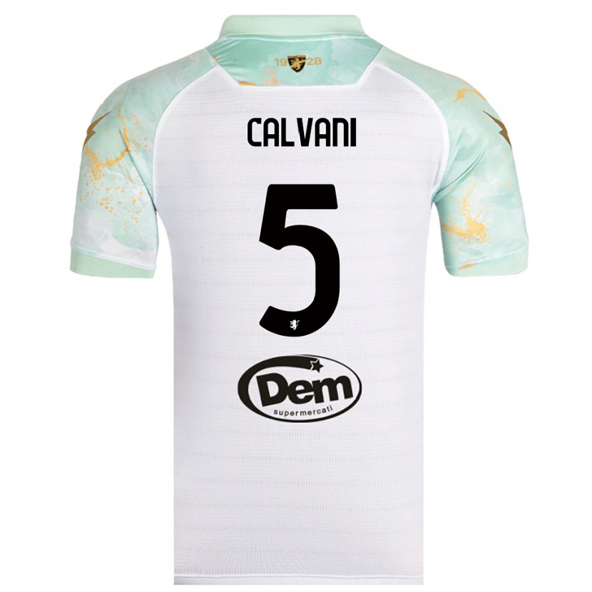 Danxen Bambino Maglia Gabriele Calvani #5 Bianco Nero Kit Gara Away 2025/26 Maglietta